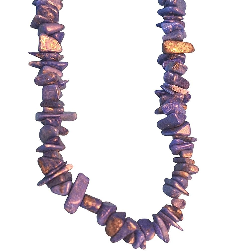 Beautiful Vintage Lapis Lazuli Nugget Bead Necklace Long Single Strand - Picture 1 of 12